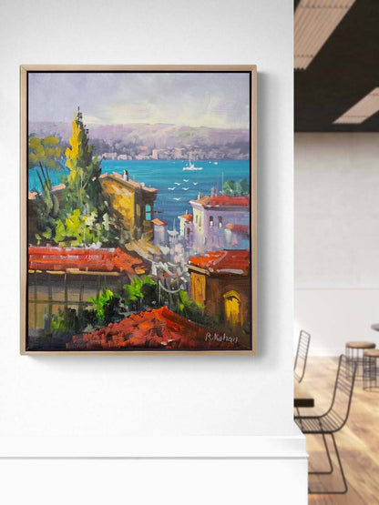 Mavi Şehrin Sırrı Yağlı Boya Tablosu