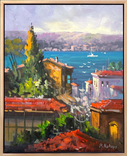 Mavi Şehrin Sırrı Yağlı Boya Tablosu