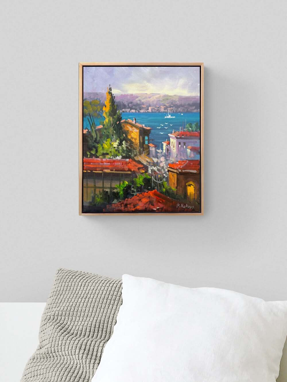 Mavi Şehrin Sırrı Yağlı Boya Tablosu