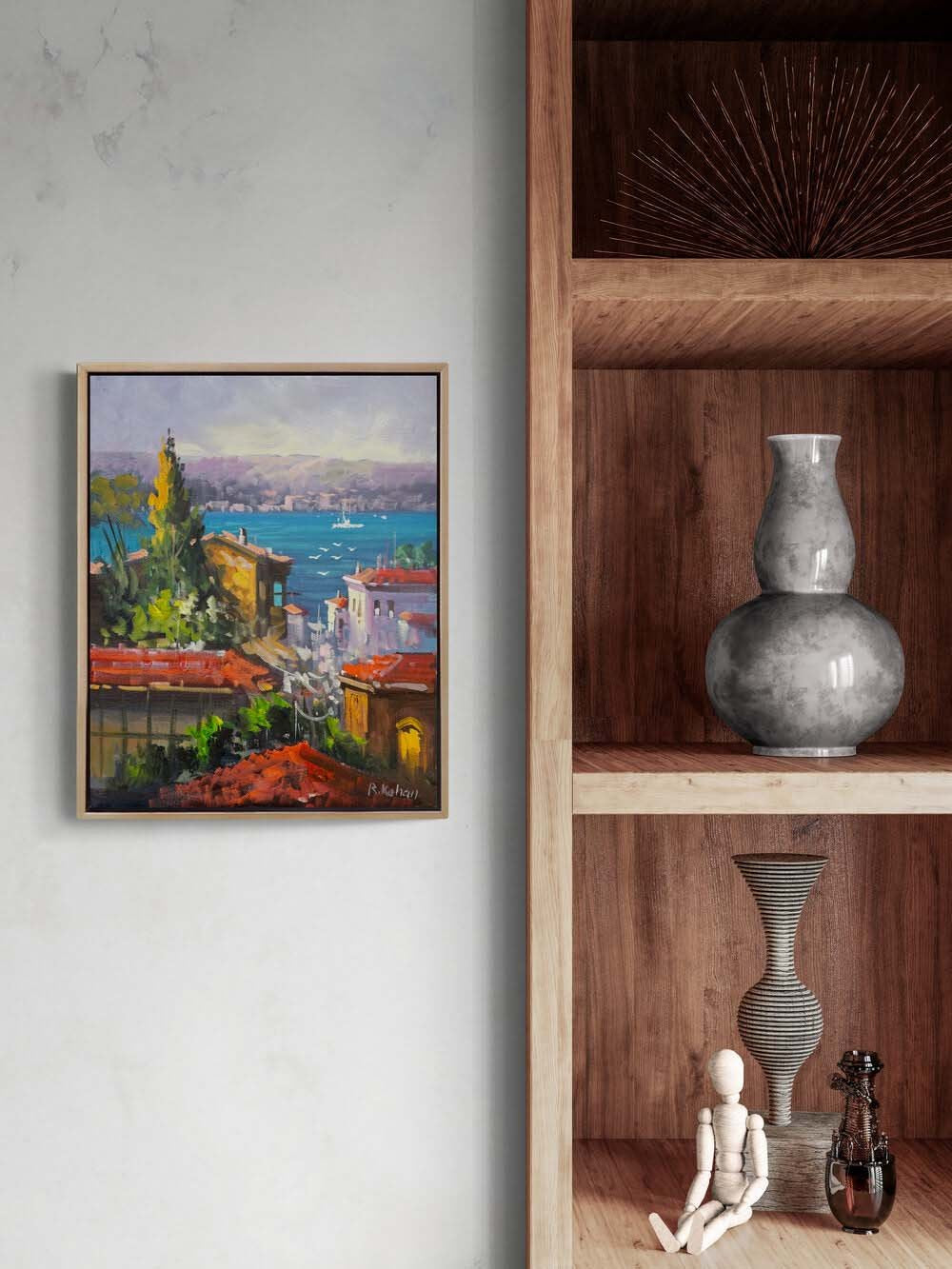 Mavi Şehrin Sırrı Yağlı Boya Tablosu