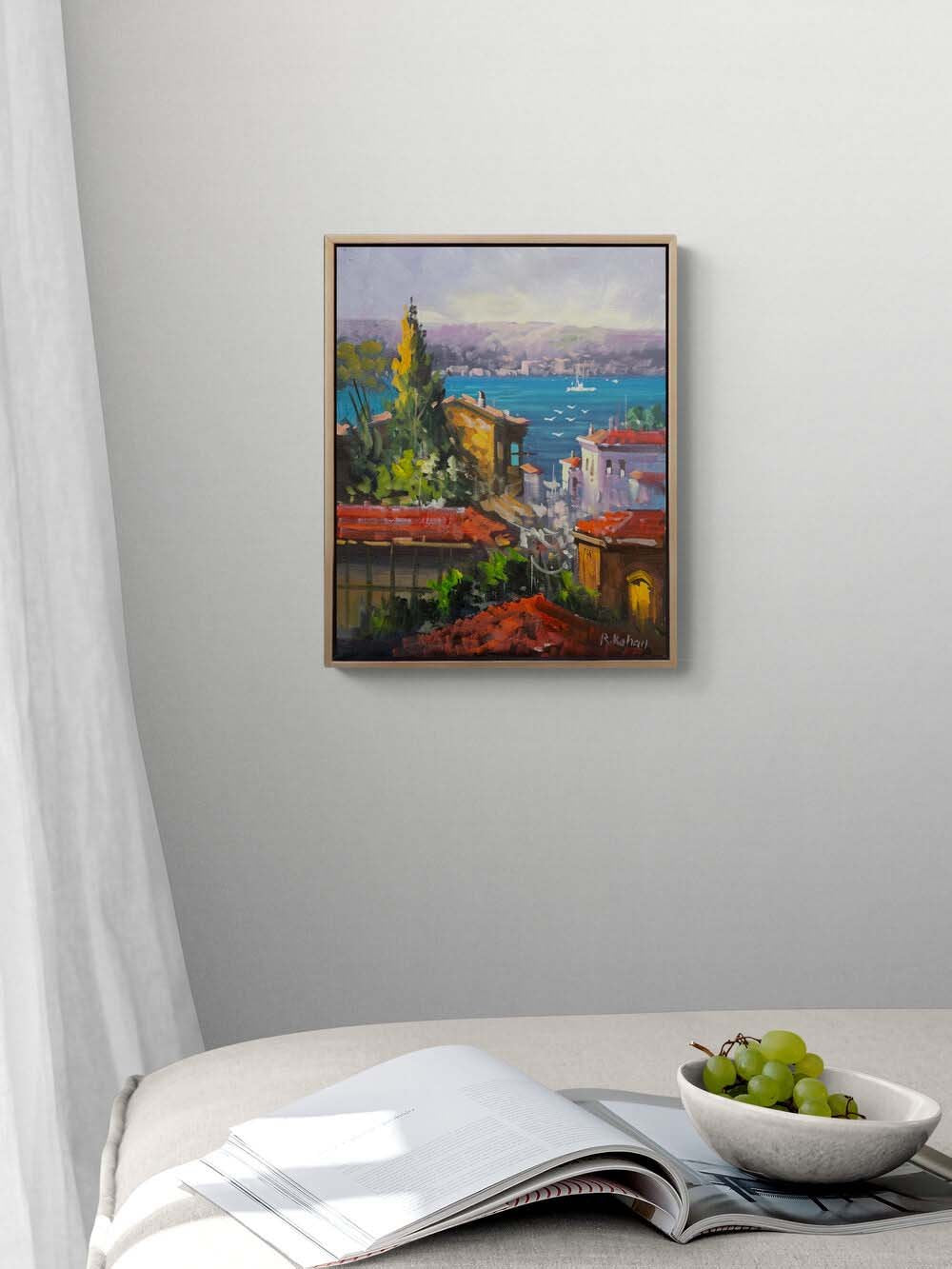 Mavi Şehrin Sırrı Yağlı Boya Tablosu