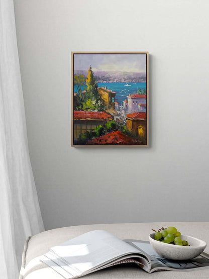 Mavi Şehrin Sırrı Yağlı Boya Tablosu