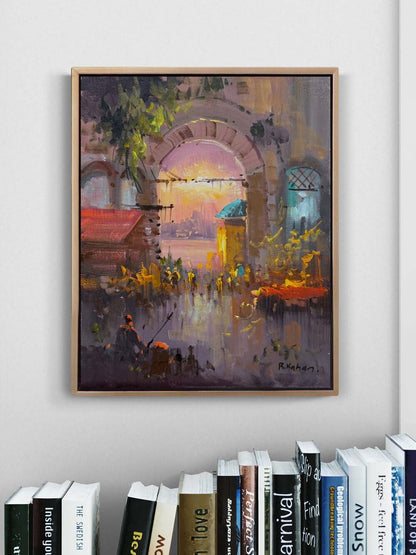 Renkli Sokaklar Yağlı Boya Tablosu