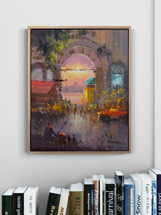 Renkli Sokaklar Yağlı Boya Tablosu