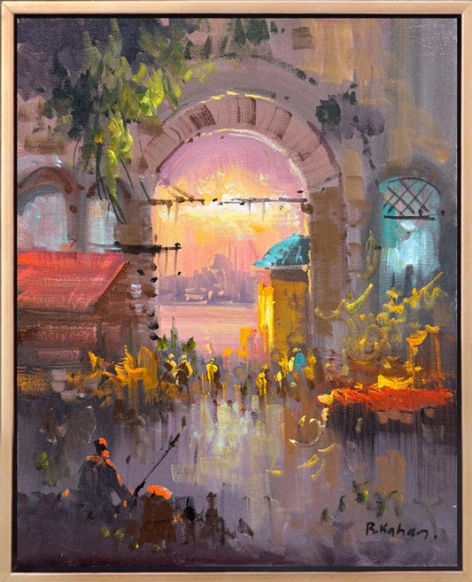 Renkli Sokaklar Yağlı Boya Tablosu