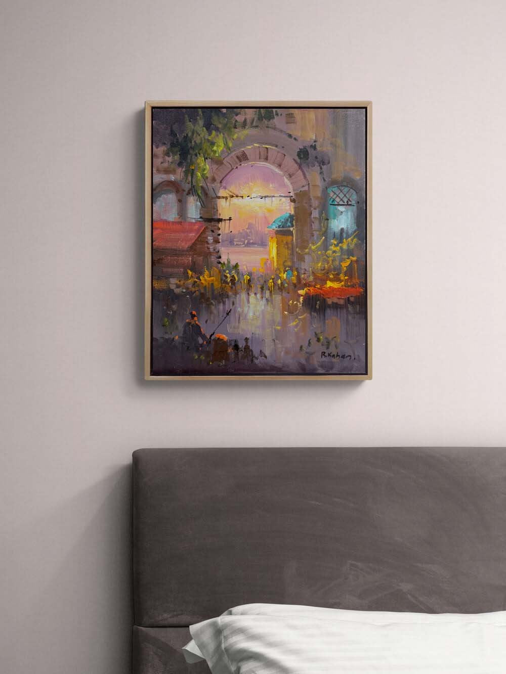 Renkli Sokaklar Yağlı Boya Tablosu