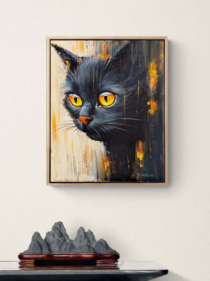 Masum Kedi Bakışları Yağlı Boya Tablosu