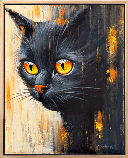 Masum Kedi Bakışları Yağlı Boya Tablosu