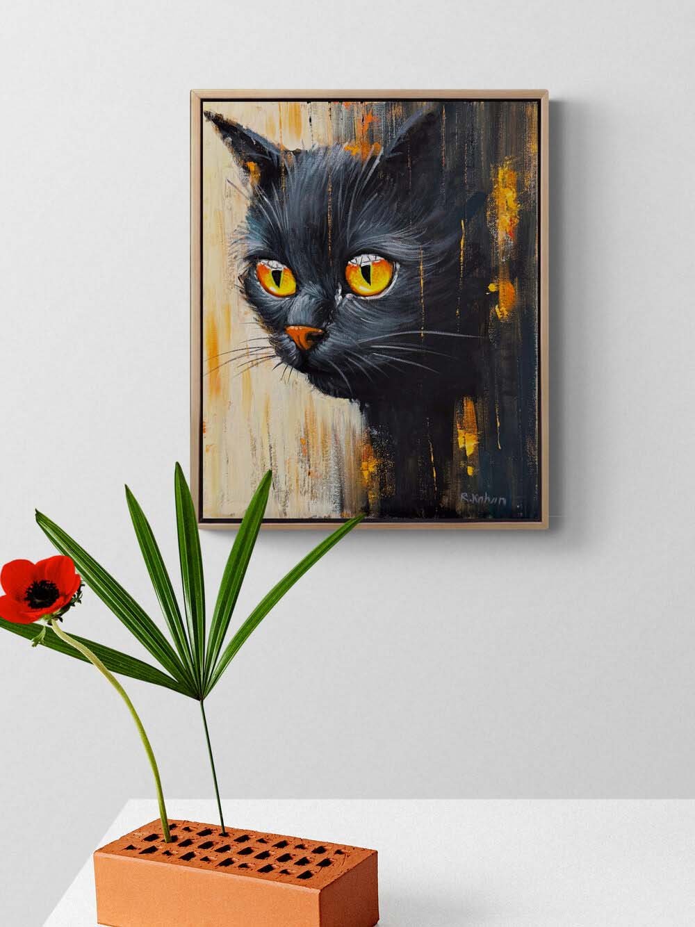 Masum Kedi Bakışları Yağlı Boya Tablosu