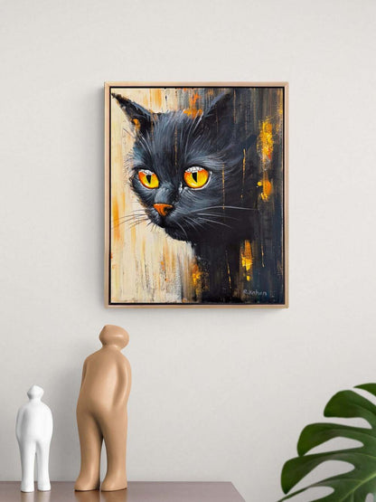 Masum Kedi Bakışları Yağlı Boya Tablosu