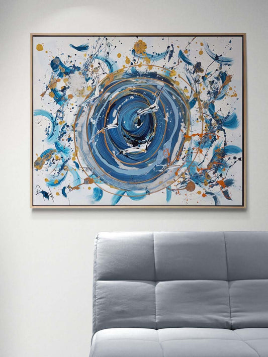 Mavilerde Kuşların Dansı Yağlı Boya Tablosu