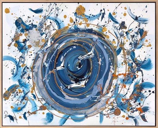 Mavilerde Kuşların Dansı Yağlı Boya Tablosu