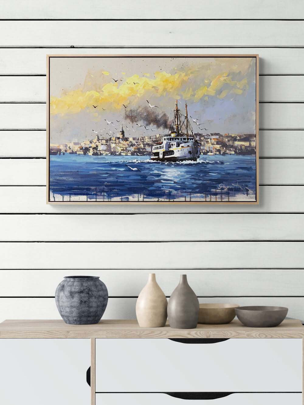 Vapurun Hikayesi Yağlı Boya Tablosu