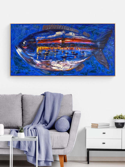 Denizin Kalbinde İstanbul Yağlı Boya Tablosu