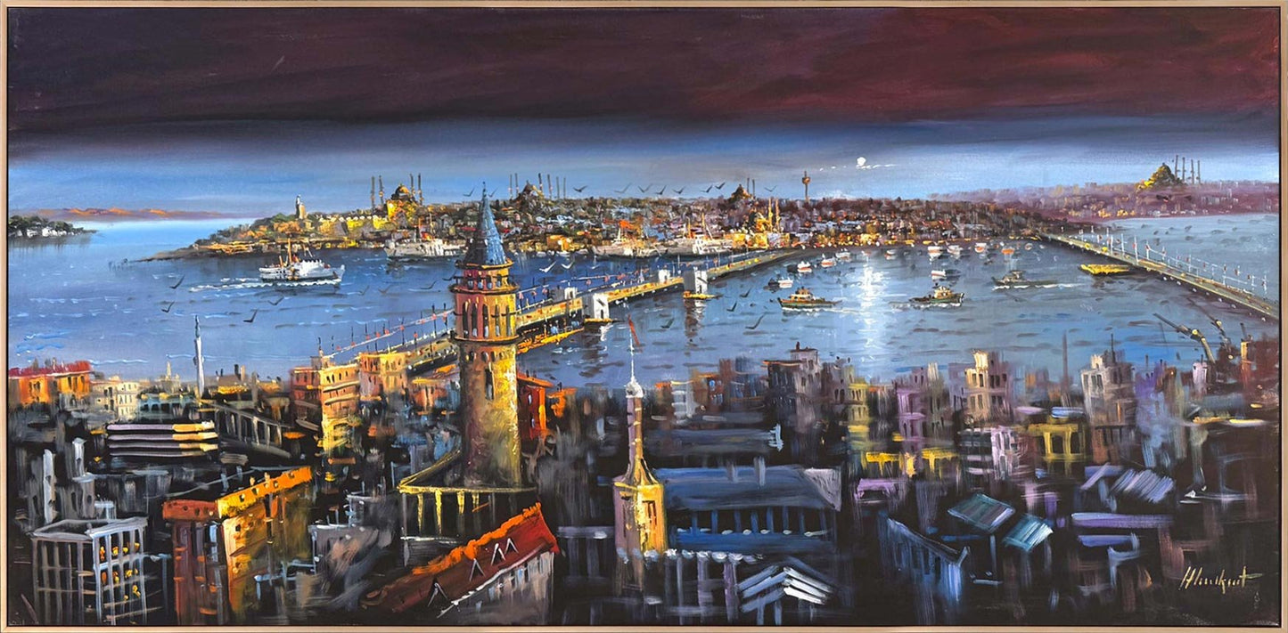 İstanbul Boğazının Kalbi Yağlı Boya Tablosu