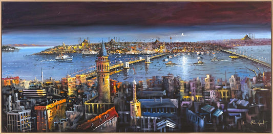 İstanbul Boğazının Kalbi Yağlı Boya Tablosu