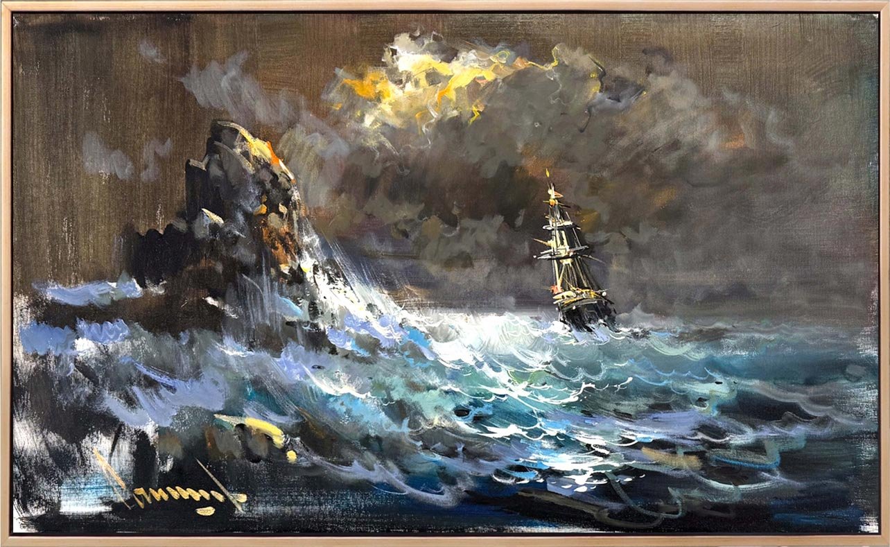 Denizde Sessiz Dalgalar Yağlı Boya Tablosu