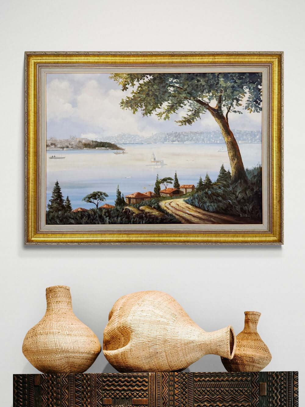 Gün Işığında Kız Kulesi Yağlı Boya Tablosu