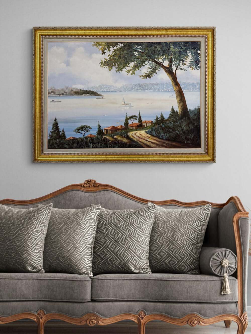 Gün Işığında Kız Kulesi Yağlı Boya Tablosu