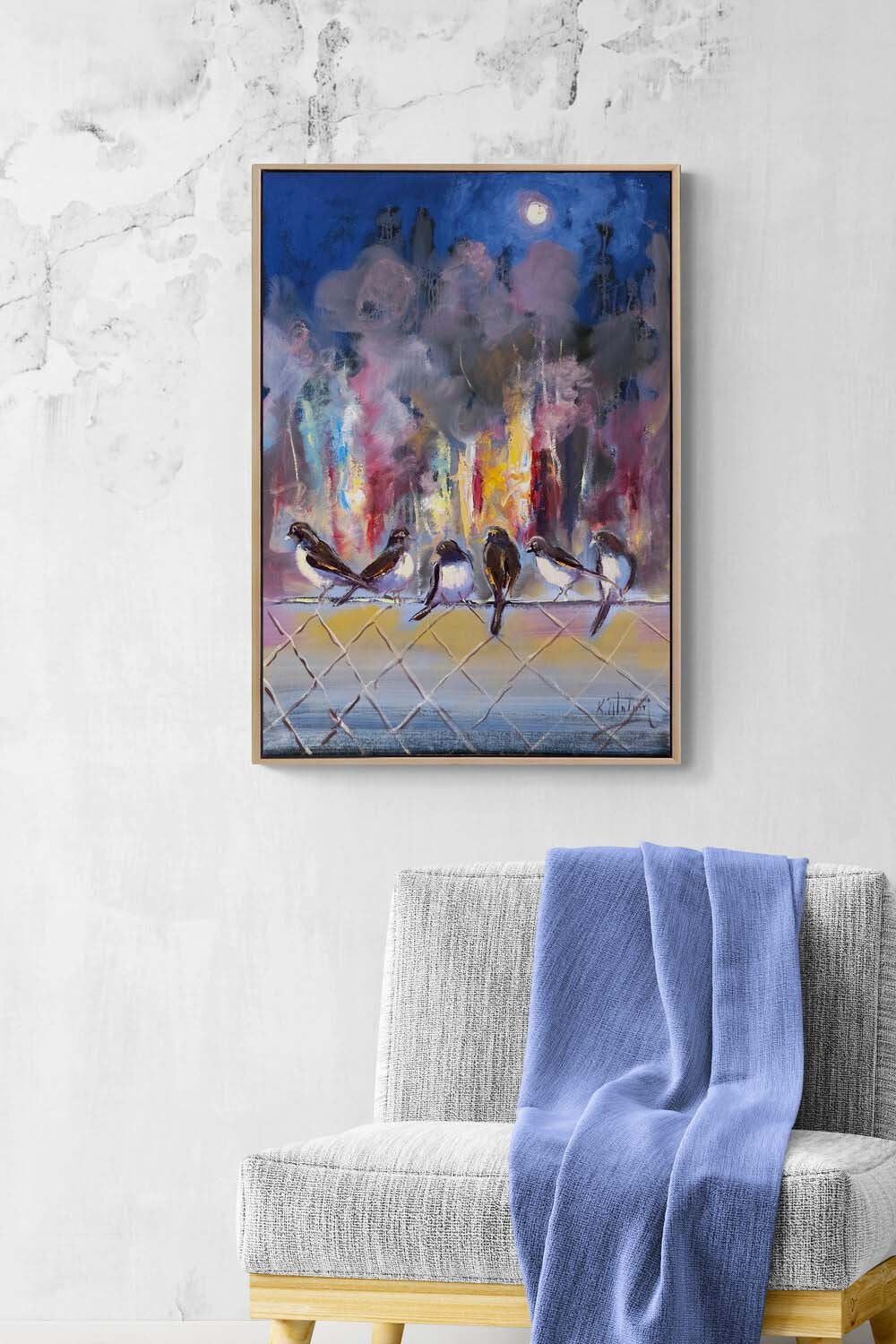 Şehirde Bekleyiş Yağlı Boya Tablosu