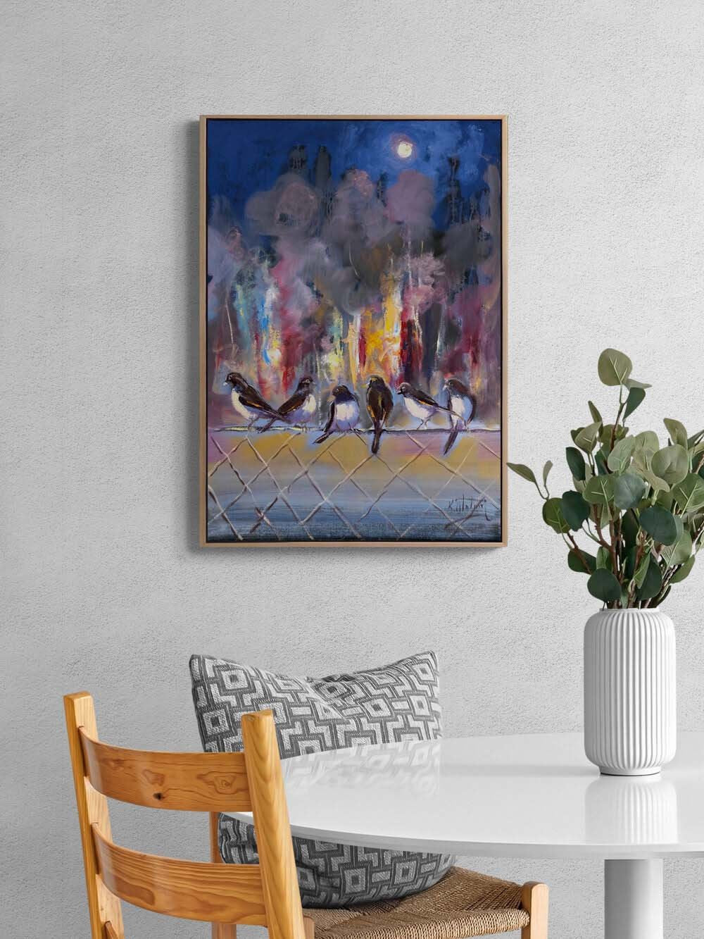 Şehirde Bekleyiş Yağlı Boya Tablosu