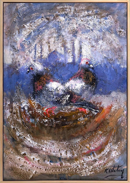 Boğazda Güvercinlerin Dansı Yağlı Boya Tablosu