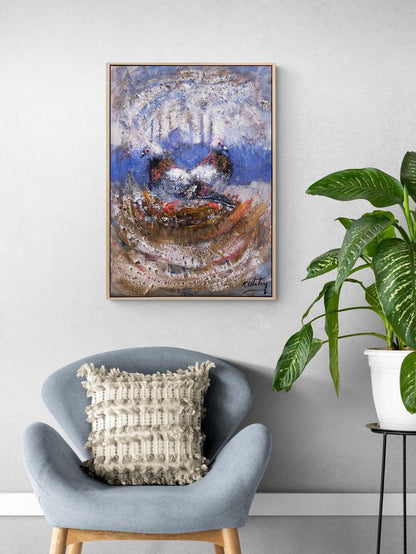 Boğazda Güvercinlerin Dansı Yağlı Boya Tablosu