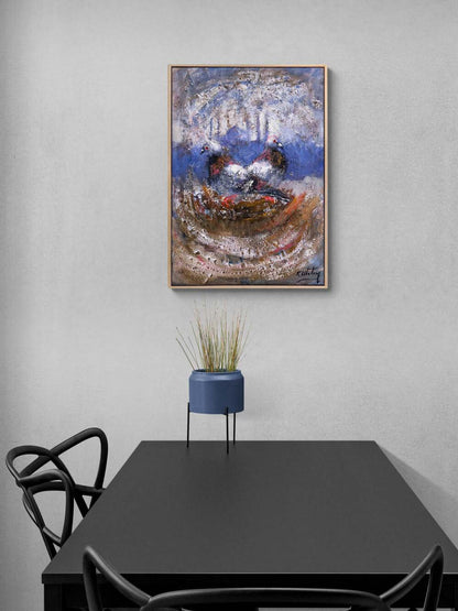 Boğazda Güvercinlerin Dansı Yağlı Boya Tablosu