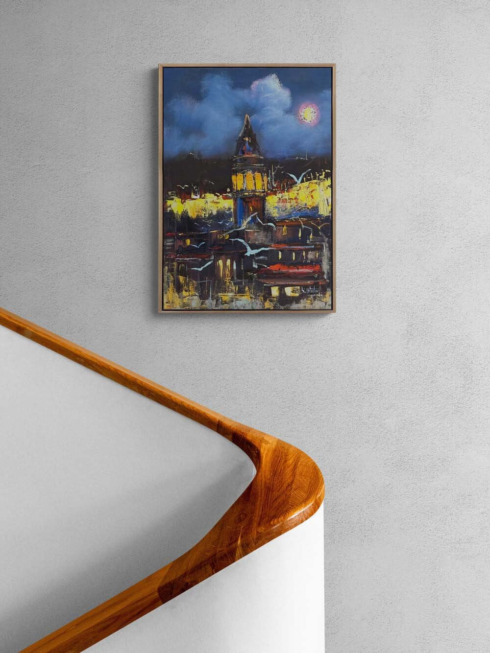 Gece Mavisinde Galata Yağlı Boya Tablosu