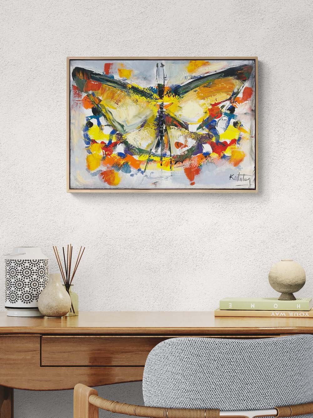 Kelebeğin Renkleri Yağlı Boya Tablosu