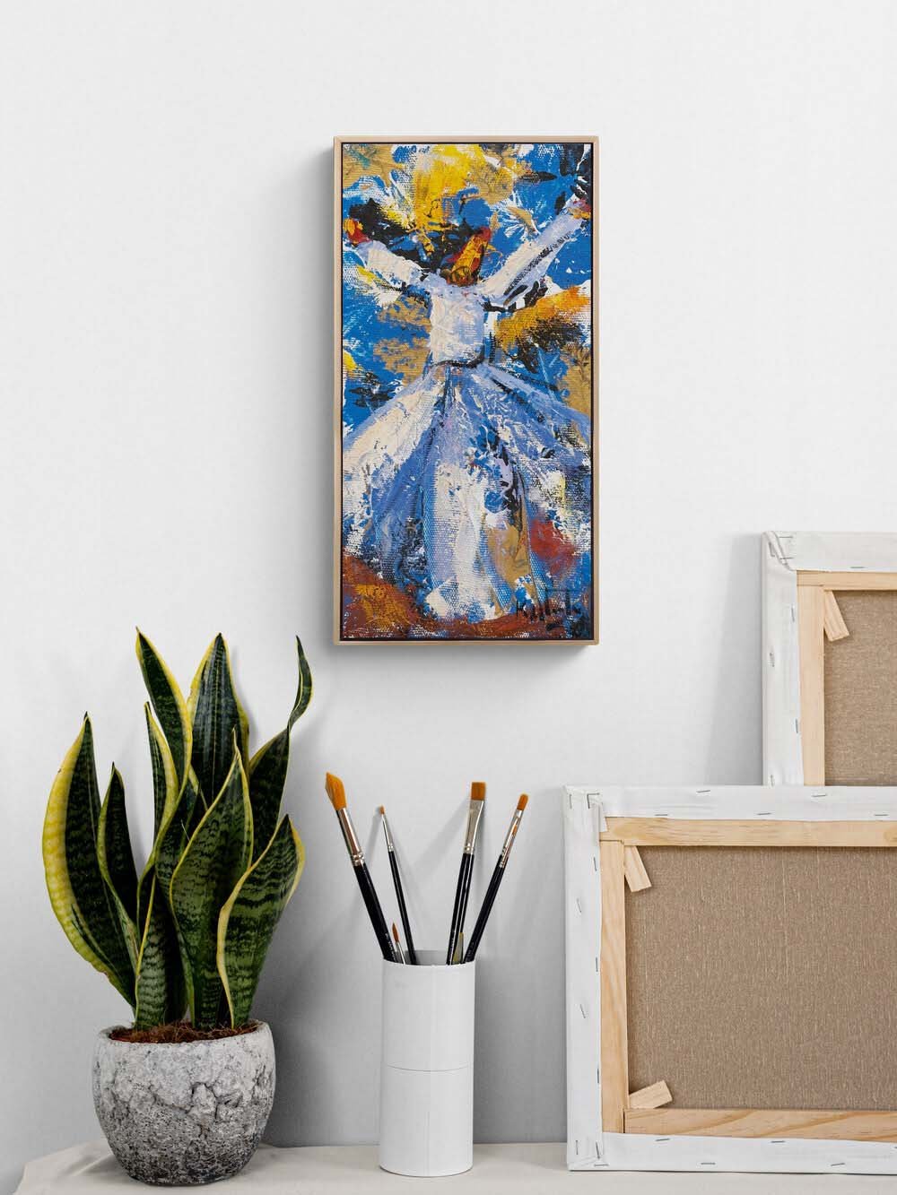 Mavi Derviş Yağlı Boya Tablosu