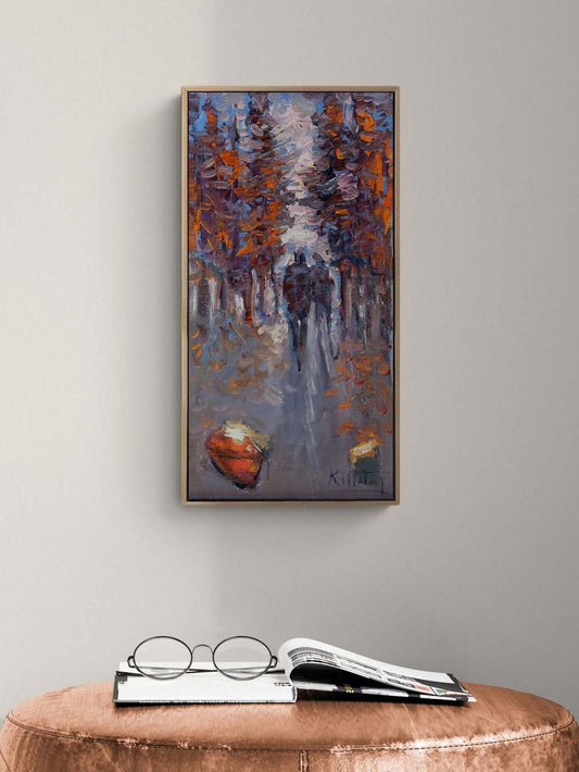 Güz Zamanın Yürüyüş Yağlı Boya Tablosu