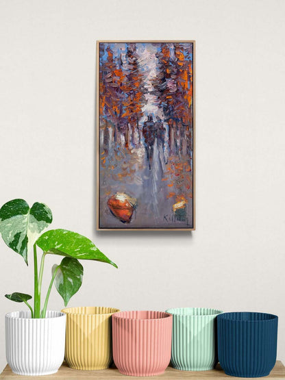 Güz Zamanın Yürüyüş Yağlı Boya Tablosu