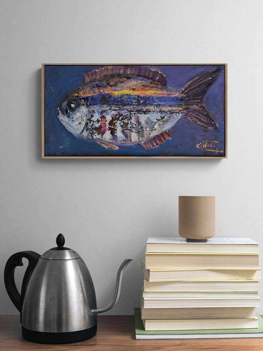 Mavide Yüzen Yağlı Boya Tablosu