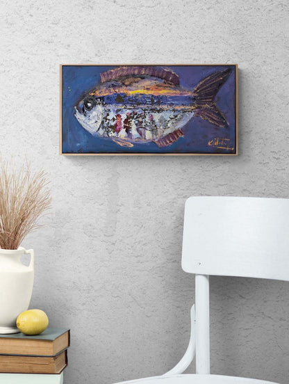 Mavide Yüzen Yağlı Boya Tablosu