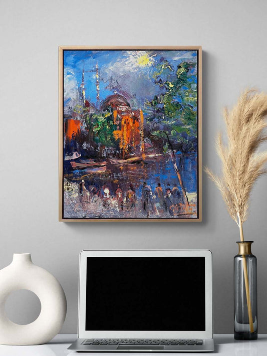 Ortaköy Sahilde Gün Yağlı Boya Tablosu