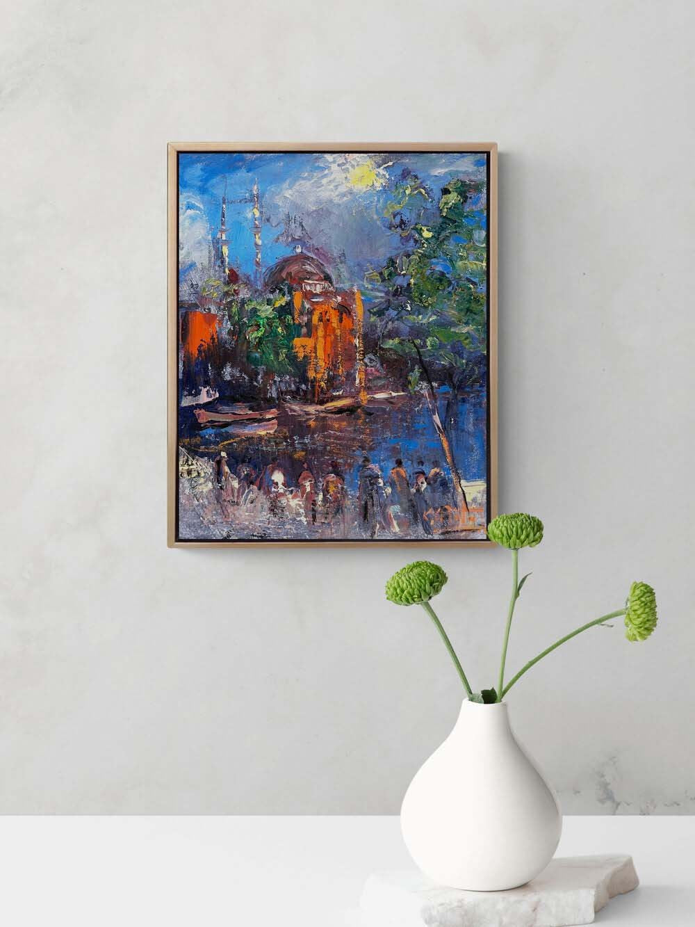 Ortaköy Sahilde Gün Yağlı Boya Tablosu