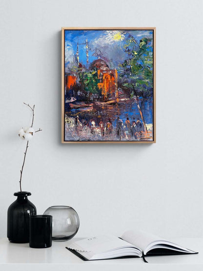 Ortaköy Sahilde Gün Yağlı Boya Tablosu