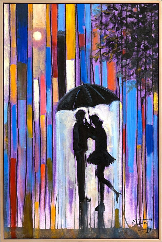 Yağmurun Ritminde Aşk Yağlı Boya Tablosu