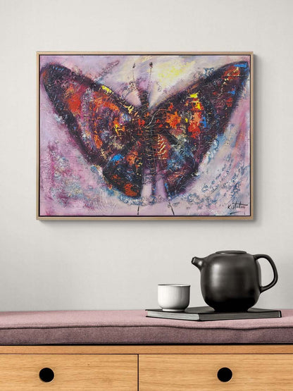 Renkler İçinde Kelebek Yağlı Boya Tablosu