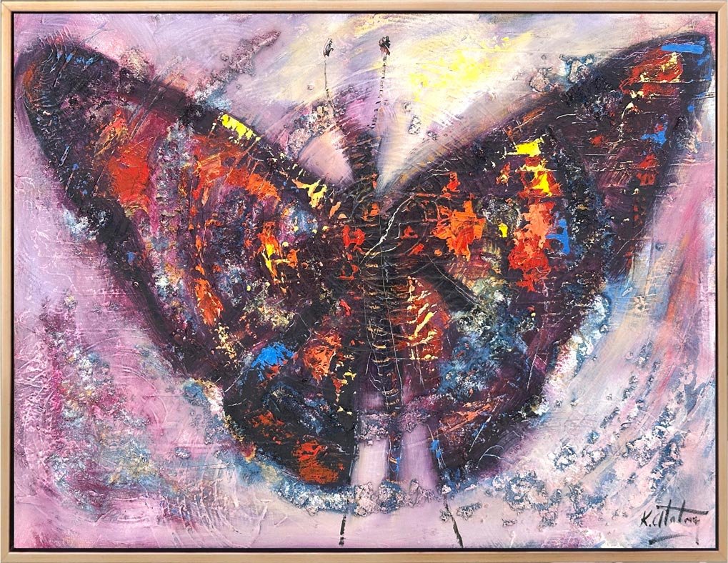 Renkler İçinde Kelebek Yağlı Boya Tablosu