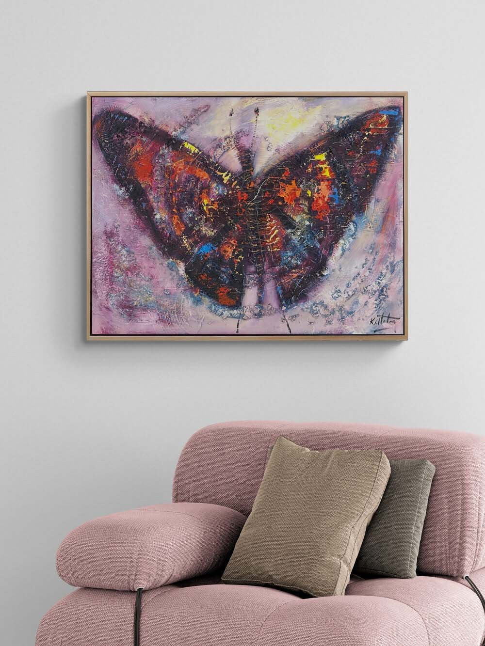 Renkler İçinde Kelebek Yağlı Boya Tablosu