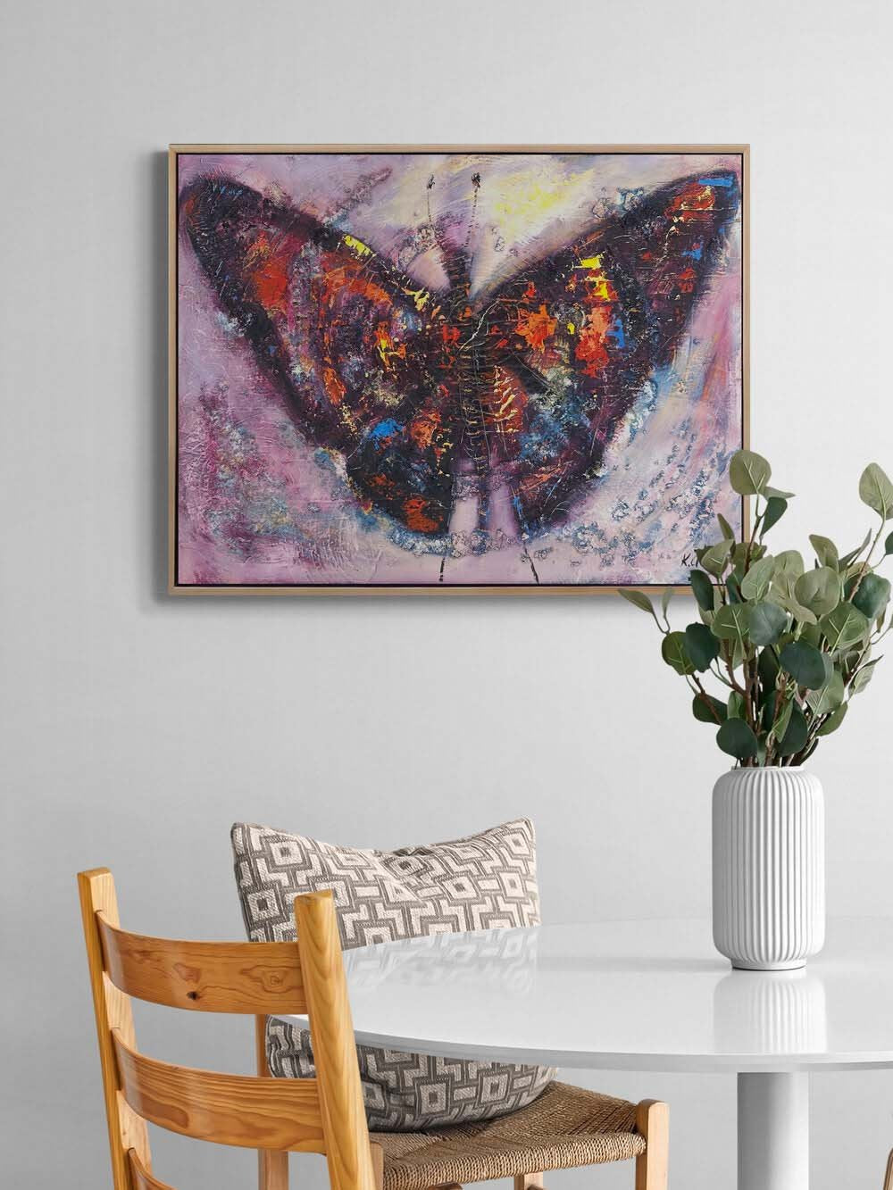 Renkler İçinde Kelebek Yağlı Boya Tablosu