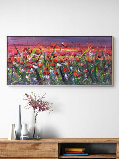 Gün Batımında Gelincikler Yağlı Boya Tablosu