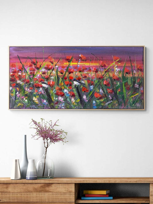 Gün Batımında Gelincikler Yağlı Boya Tablosu