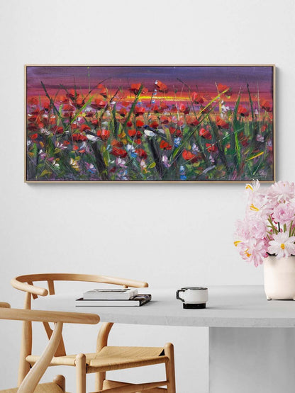 Gün Batımında Gelincikler Yağlı Boya Tablosu