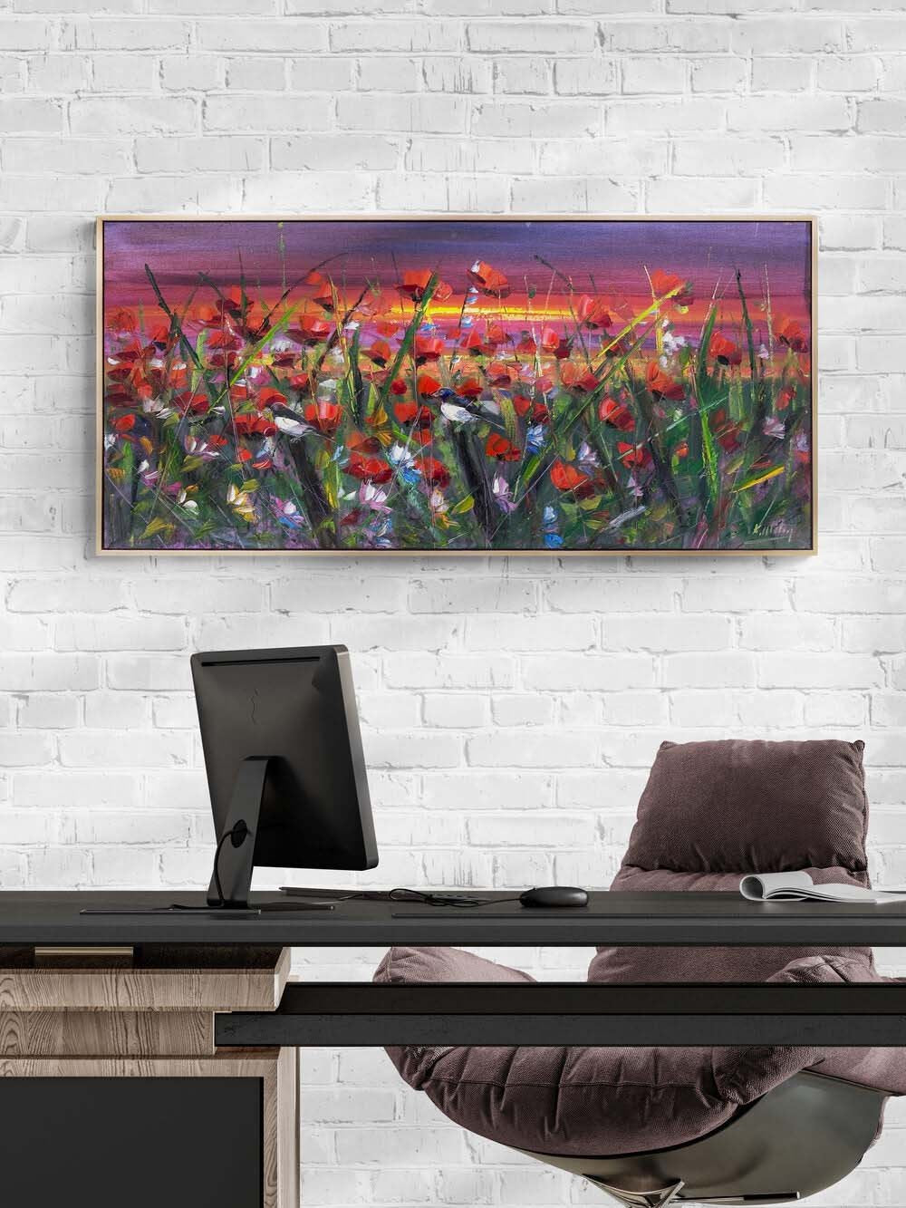 Gün Batımında Gelincikler Yağlı Boya Tablosu