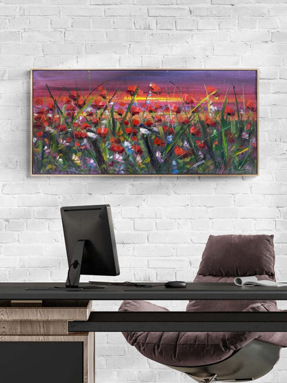 Gün Batımında Gelincikler Yağlı Boya Tablosu