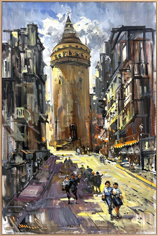 Sessiz Galata Sokakları Yağlı Boya Tablosu