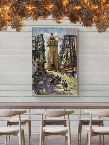 Sessiz Galata Sokakları Yağlı Boya Tablosu